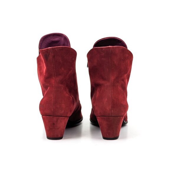 Arche Paris Women Red Garnet Nubuck Zip Heel Fashion Ankle Boots Size 10US EUR41 - Picture 4 of 8